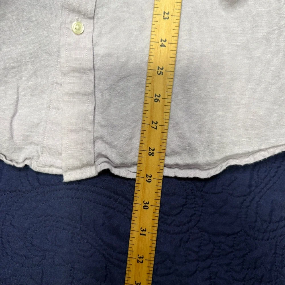 Banana Republic Linen Shirt Slim Fit Long Sleeve Lavender Purple Mens L Preppy